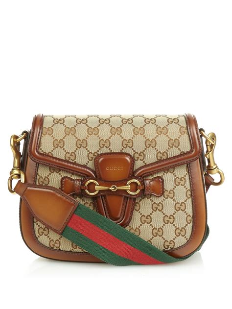 GUCCI Shoulder Bag Multicolor x Brown Canvas Leather Ladies 